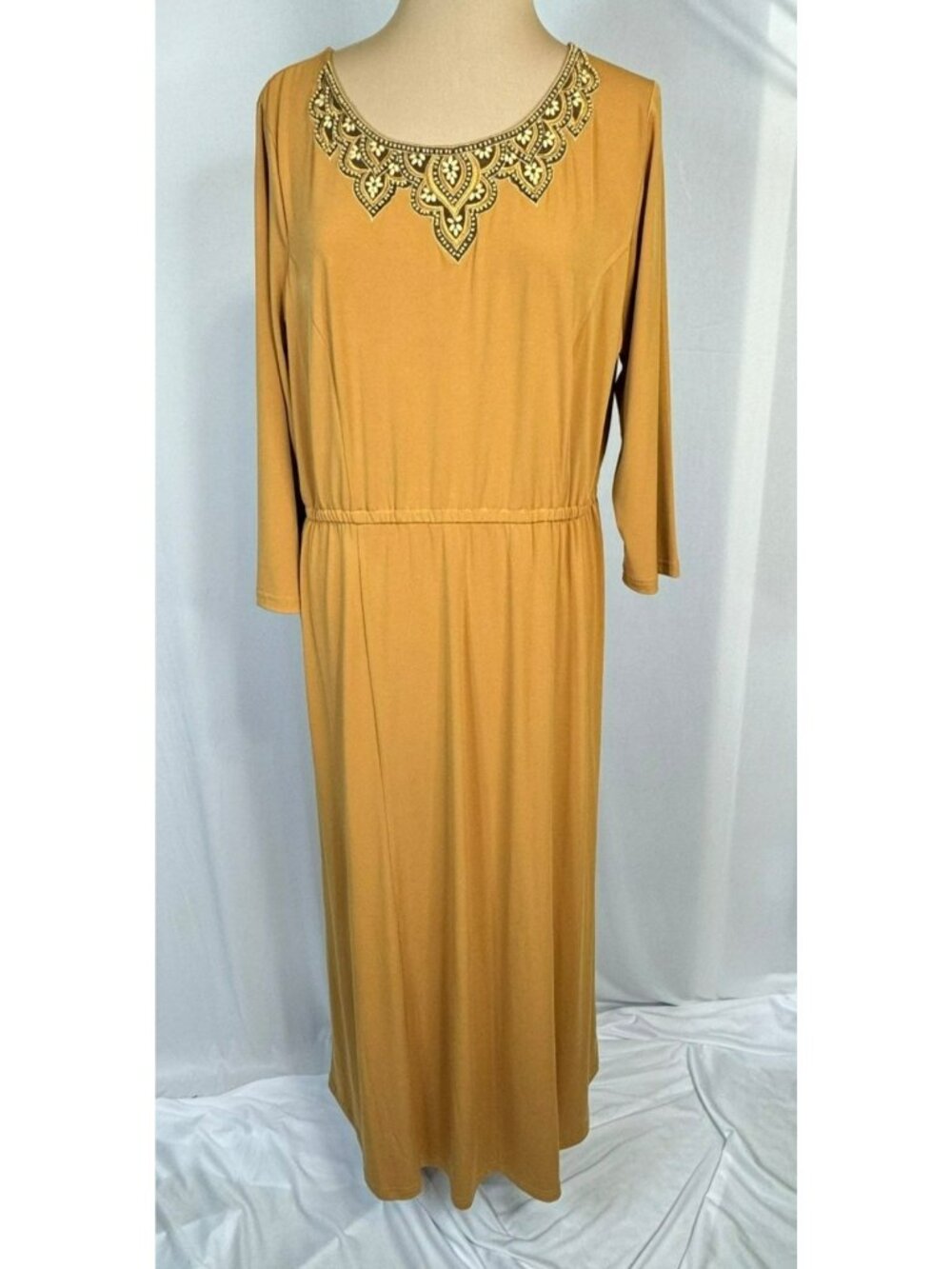Bob Mackie Wearable Art Dress Large Yellow Gold With Beaded Neckline